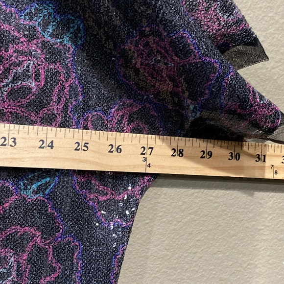 Betsey Johnson Sequin Short Sleeve Kimono Floral Open Front Shawl Multicolor OS - Picture 8 of 10